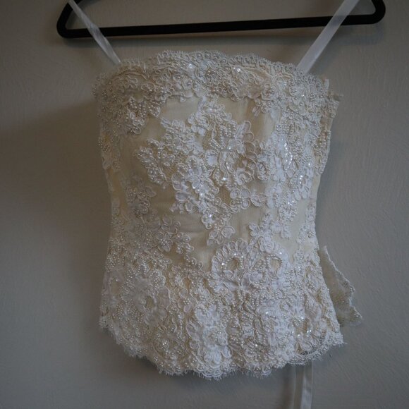 Janice Martin Strapless Peplum Beaded Tube Top Wedding Size XS - Picture 2 of 8